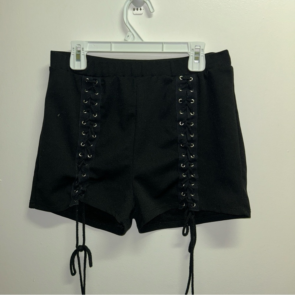 Black Lace-Up Women's Shorts